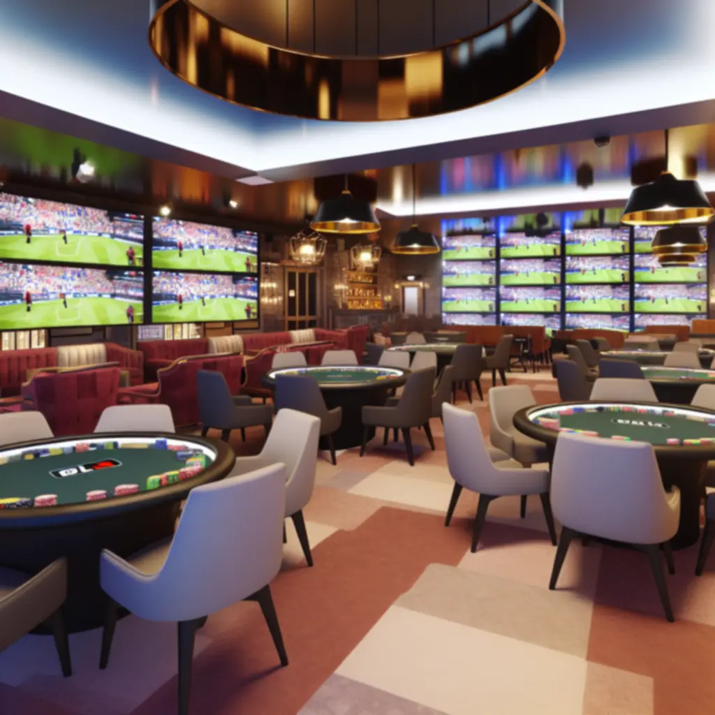 Nowoczesne wnętrze Kravo Lounge z profesjonalnymi stołami pokerowymi