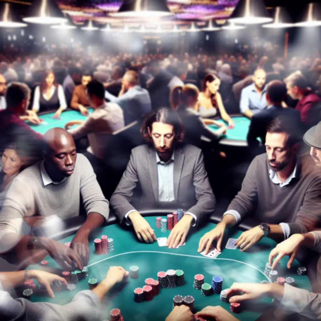 Gracze przy stołach pokerowych podczas sesji na żywo