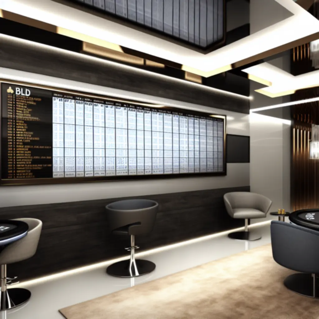 Zbliżenie na planszę z harmonogramem turniejów pokerowych w Kravo Lounge