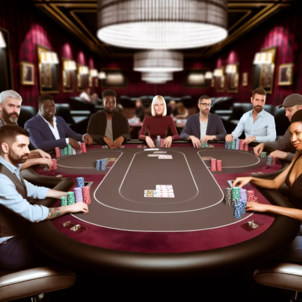 Stół turniejowy w Kravo Lounge podczas dynamicznej rozgrywki pokerowej.